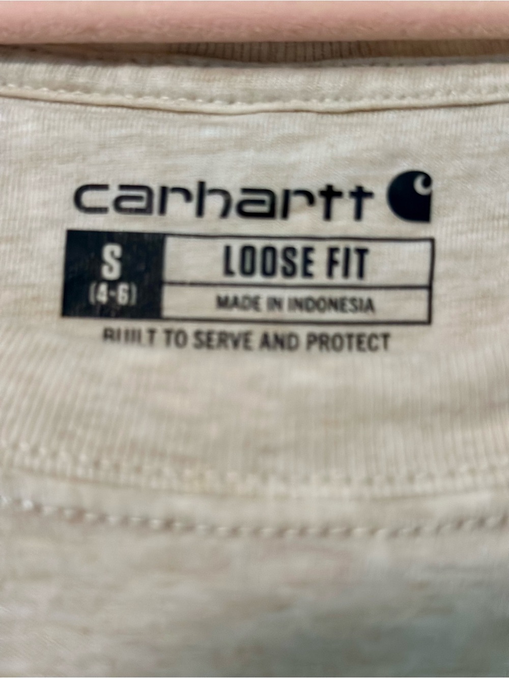NWOT Carhartt Cream Short-Sleeve Tee with Retro Script Logo S fits M too